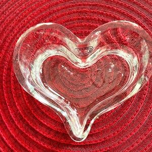 Crystalery Heavy Thick Glass Heart Shaped Bowl Dish Handcrafted Turkey